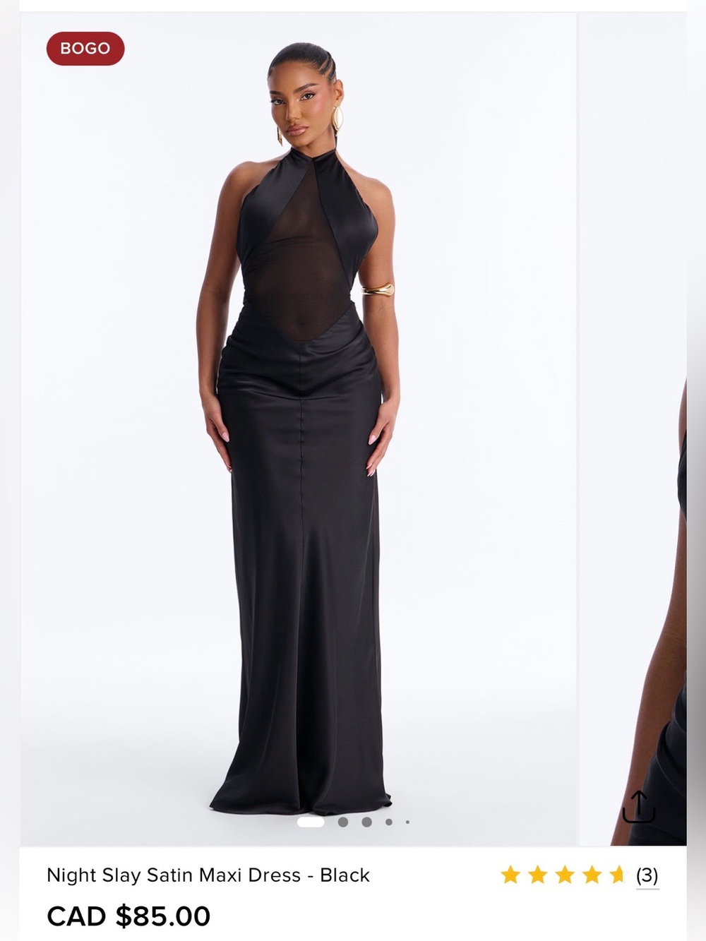 Fashion Nova Black Satin Halter Maxi Dress